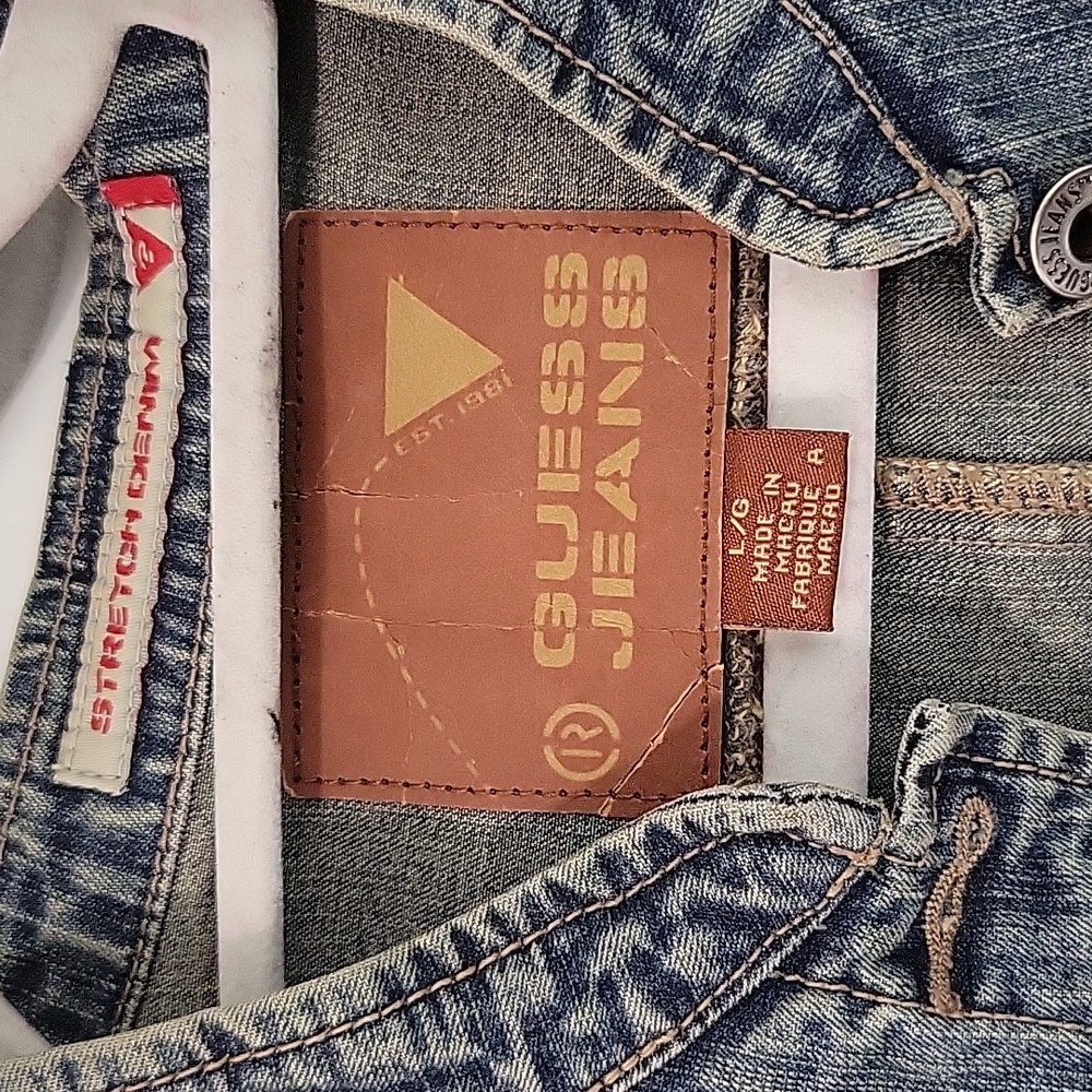 Guess Jeans Stretch Denim Jacket Sz L - Picture 2 of 5